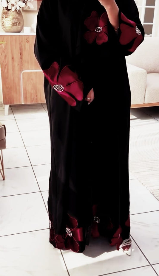 Radiant Red: Elegant Arabic Abaya