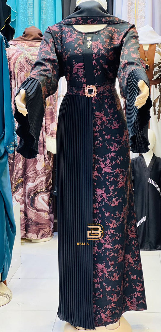 Black & Purple Printed Abayas for Women: Stylish, Elegant, and Unique